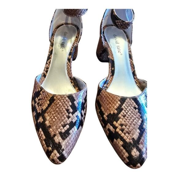 David Tate Womens Adeline Ankle Pointe Toe Block Heels Snake Print 7.5N - Picture 6 of 9